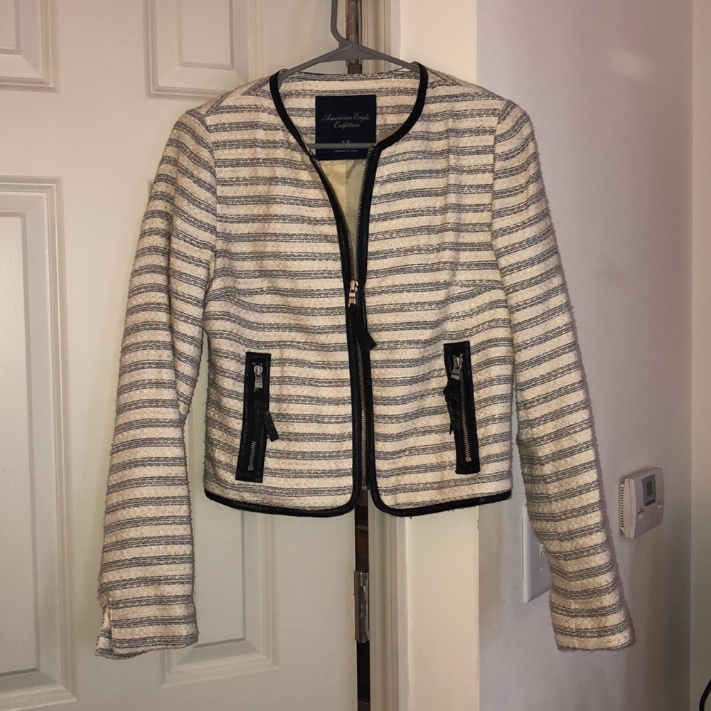 AE striped zipper blazer jacket